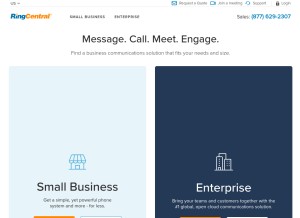 How ringcentral.com looks like on a tablet such as an iPad.