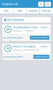 How ringtoneslab.com looks like on a mobile device such as an iPhone.