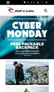 How ripcurl.com looks like on a mobile device such as an iPhone.