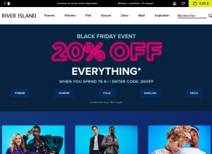 How riverisland.com looks like on a tablet such as an iPad.