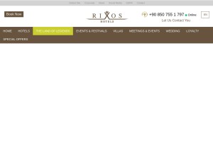 How rixos.com looks like on a tablet such as an iPad.