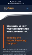 How rizenbuild.com looks like on a mobile device such as an iPhone.
