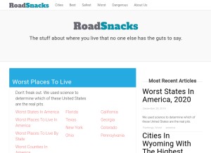 How roadsnacks.net looks like on a tablet such as an iPad.