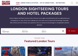 How roamaroundlondon.com looks like on a tablet such as an iPad.