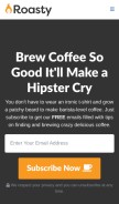 How roastycoffee.com looks like on a mobile device such as an iPhone.