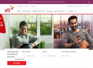 How robi.com.bd looks like on a tablet such as an iPad.