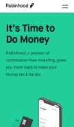 How robinhood.com looks like on a mobile device such as an iPhone.