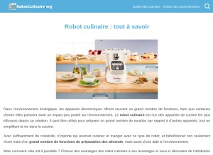 How robotculinaire.org looks like on a tablet such as an iPad.