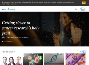 How roche.com looks like on a tablet such as an iPad.