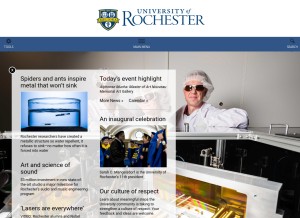 How rochester.edu looks like on a tablet such as an iPad.
