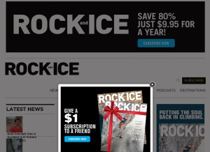 How rockandice.com looks like on a tablet such as an iPad.