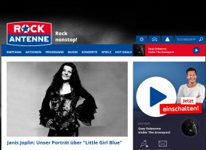 How rockantenne.de looks like on a tablet such as an iPad.