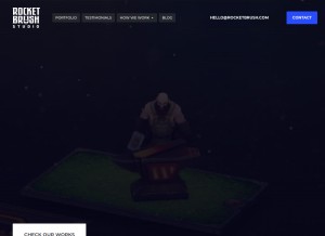 How rocketbrush.com looks like on a tablet such as an iPad.