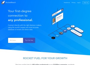 How rocketreach.co looks like on a tablet such as an iPad.
