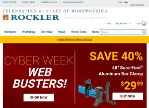 How rockler.com looks like on a tablet such as an iPad.