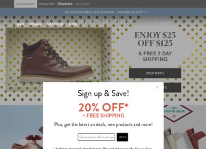 How rockport.com looks like on a tablet such as an iPad.
