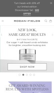 How rodanandfields.com looks like on a mobile device such as an iPhone.