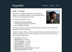 How rogerhub.com looks like on a tablet such as an iPad.