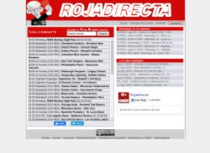 How rojadirecta.me looks like on a tablet such as an iPad.