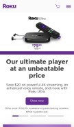 How roku.com looks like on a mobile device such as an iPhone.