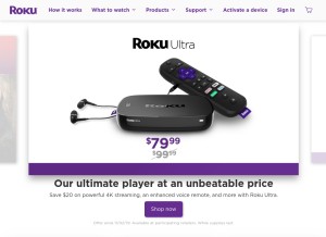 How roku.com looks like on a tablet such as an iPad.
