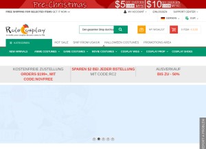 How rolecosplay.com looks like on a tablet such as an iPad.