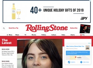 How rollingstone.com looks like on a tablet such as an iPad.