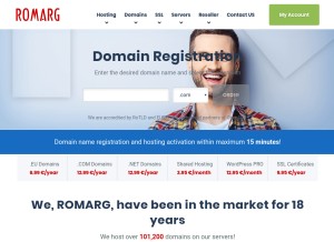 How romarg.com looks like on a tablet such as an iPad.