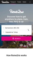 How rome2rio.com looks like on a mobile device such as an iPhone.
