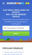 How romsmania.cc looks like on a mobile device such as an iPhone.