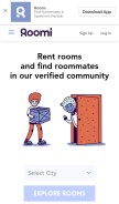 How roomiapp.com looks like on a mobile device such as an iPhone.