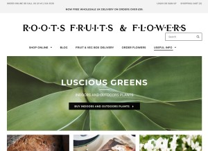 How rootsfruitsandflowers.com looks like on a tablet such as an iPad.