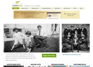 How rootsweb.com looks like on a tablet such as an iPad.