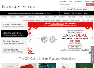 How ross-simons.com looks like on a tablet such as an iPad.