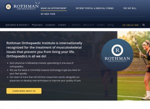 How rothmanortho.com looks like on a tablet such as an iPad.