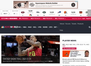 How rotoworld.com looks like on a tablet such as an iPad.