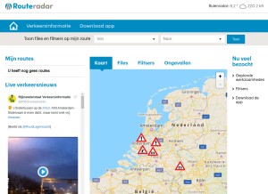 How routeradar.nl looks like on a tablet such as an iPad.