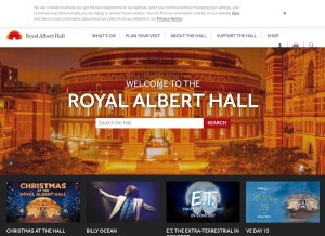 How royalalberthall.com looks like on a tablet such as an iPad.
