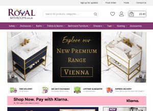 How royalbathrooms.co.uk looks like on a tablet such as an iPad.