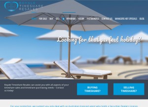 How royaletimeshare.com.au looks like on a tablet such as an iPad.