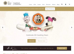 How royalmint.com looks like on a tablet such as an iPad.