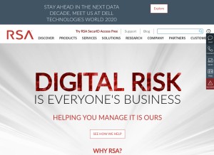 How rsa.com looks like on a tablet such as an iPad.