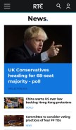 How rte.ie looks like on a mobile device such as an iPhone.