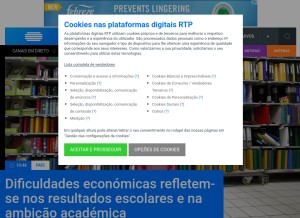 How rtp.pt looks like on a tablet such as an iPad.
