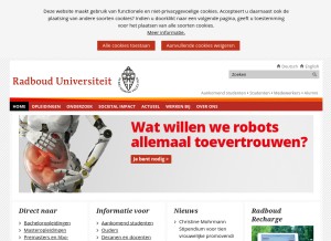 How ru.nl looks like on a tablet such as an iPad.
