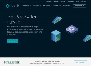 How rubrik.com looks like on a tablet such as an iPad.