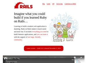 How rubyonrails.org looks like on a tablet such as an iPad.