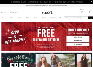 How rue21.com looks like on a tablet such as an iPad.