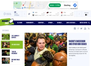 How rugby365.com looks like on a tablet such as an iPad.