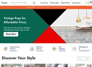 How rugser.com looks like on a tablet such as an iPad.